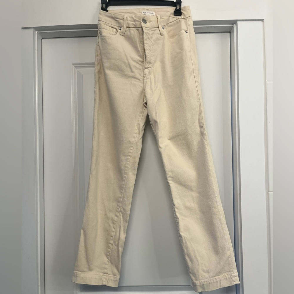 Good American Women's Cream Straight Leg Jeans
